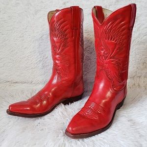 Vintage Phoenix Western Boots Fire Engine Hot Red Cowboy Boots